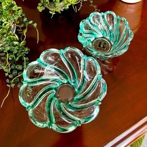 Vintage Mikasa Peppermint Twist Decorative Bowls, Set of Two